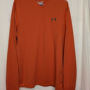 Under Armour Men’s Orange Striped V-Neck Long Sleeve Shirt